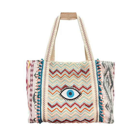 Evil Eye Beaded Tote Bag - Picture 1 of 1